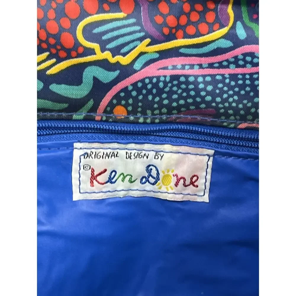 Ken Done Backpack Blue Fish Pattern Water Aqua Straps Lightweight